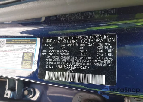 2021 Kia Seltos S z USA, uszkodzony, nr VIN KNDEU2AA4M7204407